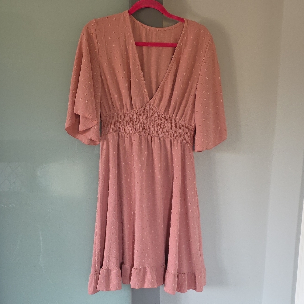 Shein Size L V-neck Dress With Bell Sleeves